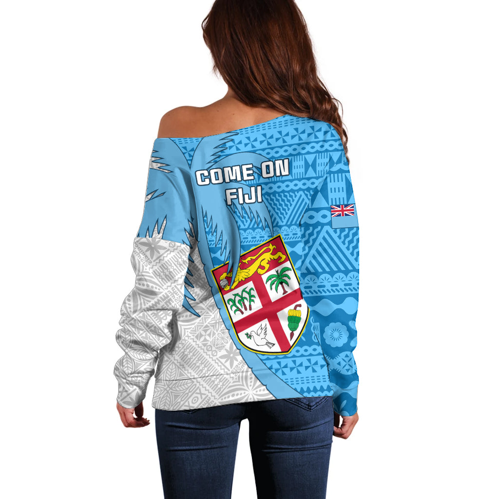 Fiji Rugby Off Shoulder Sweater Come On Fijian Tapa Pattern LT01 - Polynesian Pride