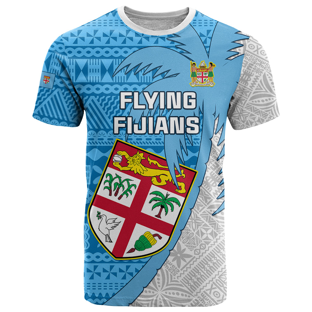 Fiji Rugby T Shirt Come On Fijian Tapa Pattern LT01 Blue - Polynesian Pride