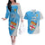 Custom Fiji Rugby Couples Matching Off The Shoulder Long Sleeve Dress and Hawaiian Shirt Come On Fijian Tapa Pattern LT01 Blue - Polynesian Pride