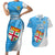 Custom Fiji Rugby Couples Matching Short Sleeve Bodycon Dress and Hawaiian Shirt Come On Fijian Tapa Pattern LT01 Blue - Polynesian Pride