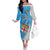 Custom Fiji Rugby Off The Shoulder Long Sleeve Dress Come On Fijian Tapa Pattern LT01 Women Blue - Polynesian Pride