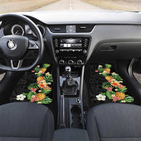Hawaii Pineapple Tropical Car Mats Colorful Hibiscus Plumeria LT01 Set 2pcs - Front Black - Polynesian Pride