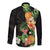 Hawaii Pineapple Tropical Long Sleeve Button Shirt Colorful Hibiscus Plumeria