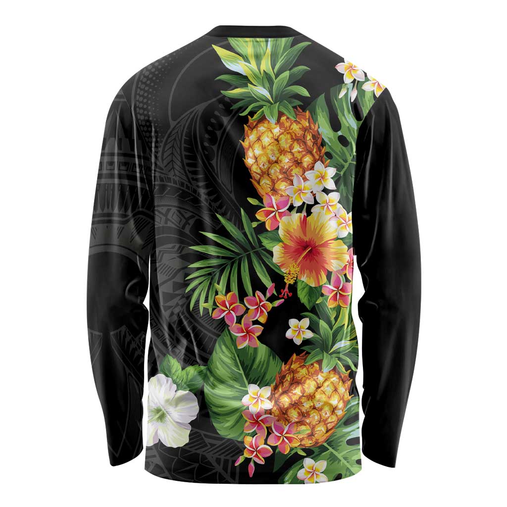 Hawaii Pineapple Tropical Long Sleeve Shirt Colorful Hibiscus Plumeria LT01 - Polynesian Pride