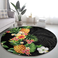 Hawaii Pineapple Tropical Round Carpet Colorful Hibiscus Plumeria LT01 - Polynesian Pride