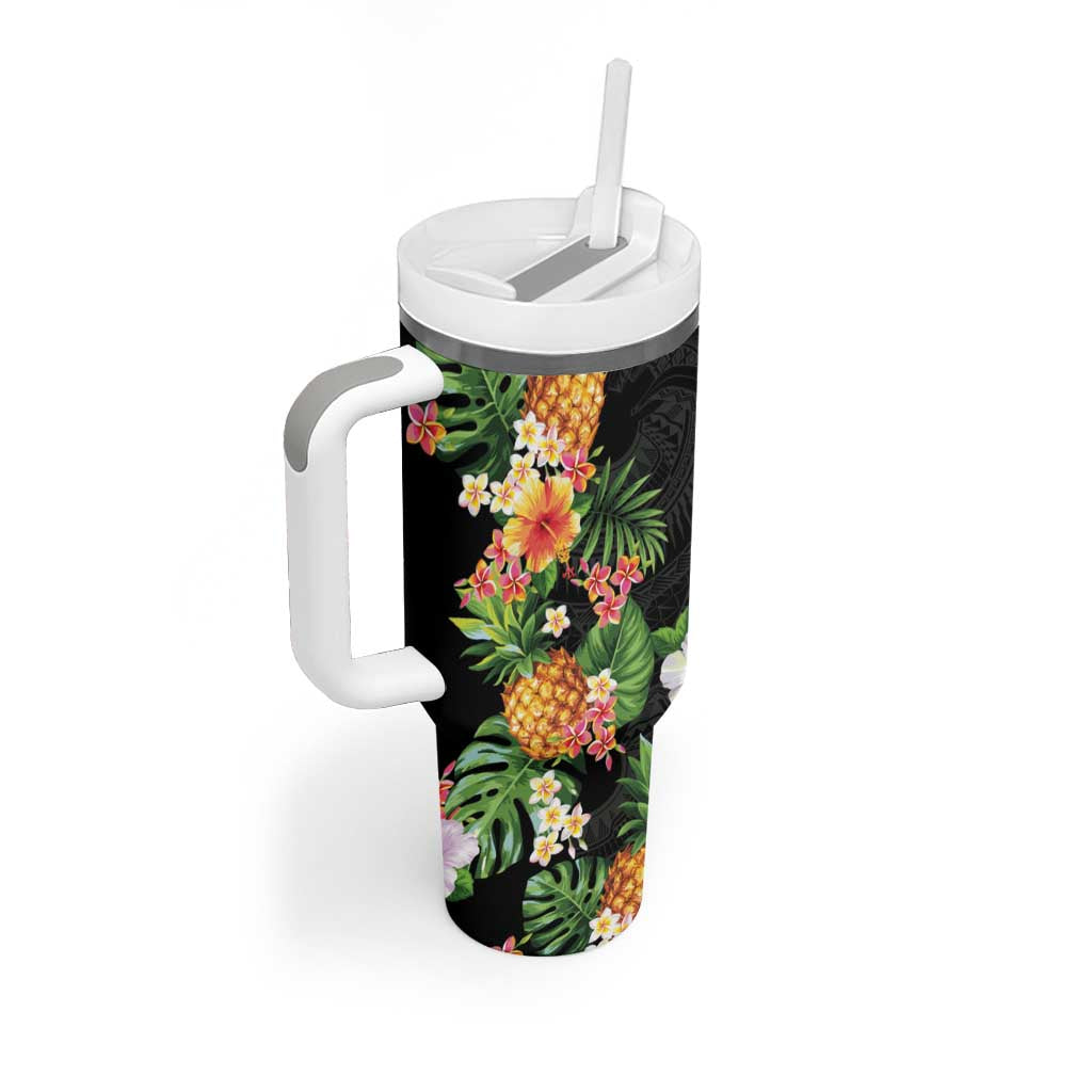 Hawaii Pineapple Tropical Tumbler With Handle Colorful Hibiscus Plumeria LT01 - Polynesian Pride