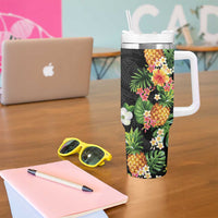Hawaii Pineapple Tropical Tumbler With Handle Colorful Hibiscus Plumeria LT01 - Polynesian Pride
