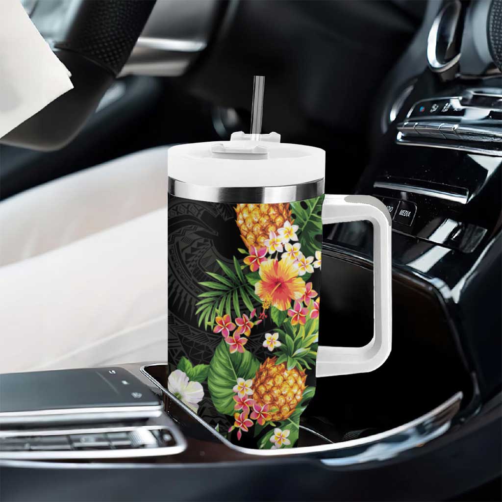 Hawaii Pineapple Tropical Tumbler With Handle Colorful Hibiscus Plumeria LT01 - Polynesian Pride