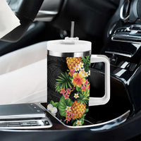 Hawaii Pineapple Tropical Tumbler With Handle Colorful Hibiscus Plumeria LT01 - Polynesian Pride