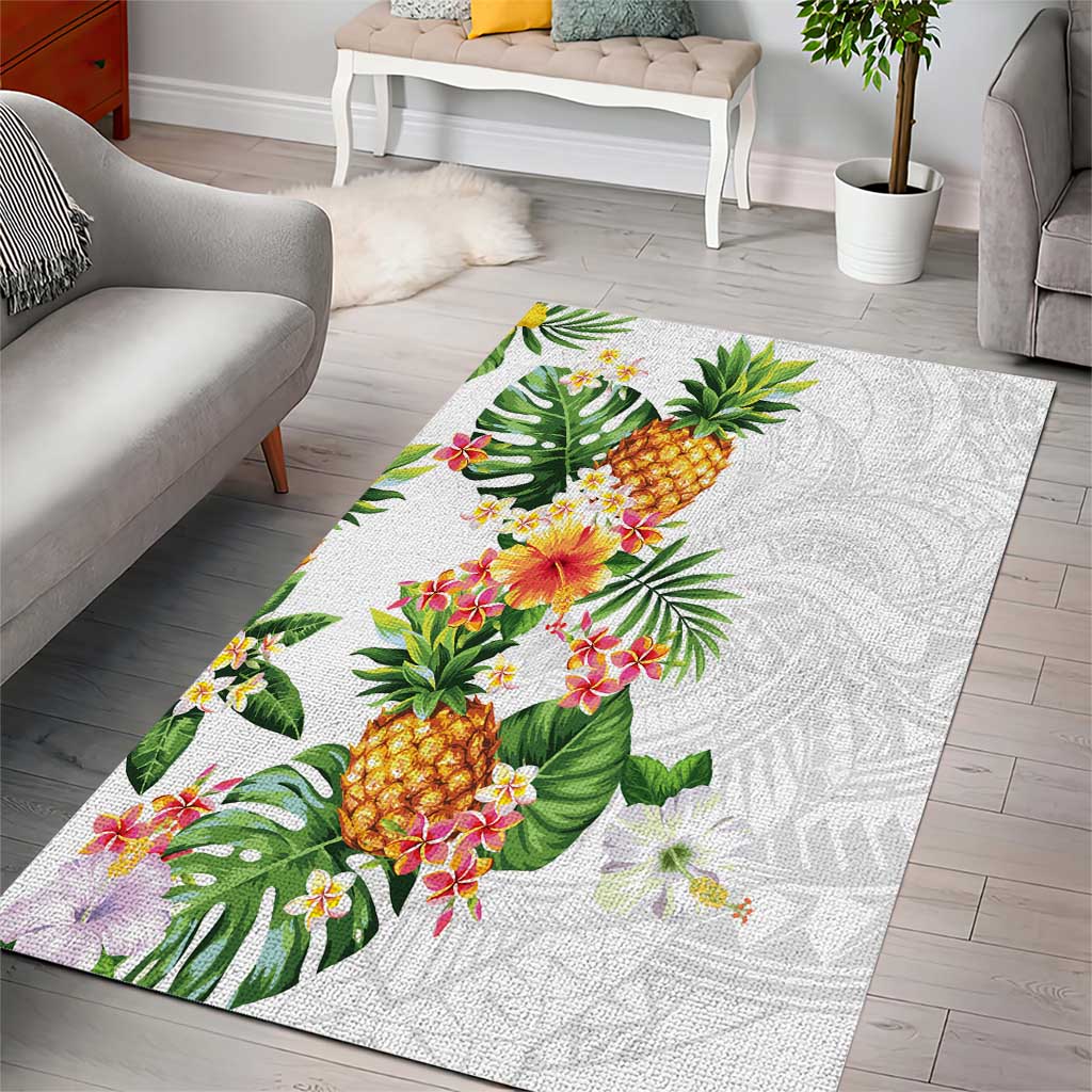 Hawaii Pineapple Tropical Area Rug Luminous Hibiscus Plumeria LT01 - Polynesian Pride