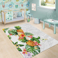 Hawaii Pineapple Tropical Area Rug Luminous Hibiscus Plumeria LT01 - Polynesian Pride