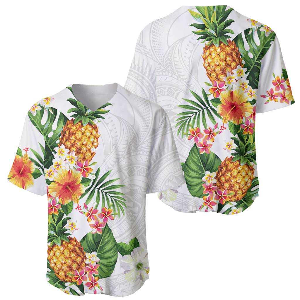 Hawaii Pineapple Tropical Baseball Jersey Luminous Hibiscus Plumeria LT01 - Polynesian Pride