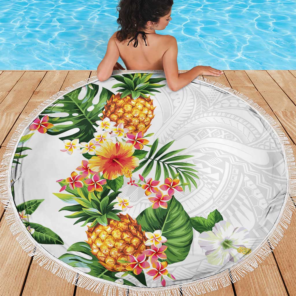 Hawaii Pineapple Tropical Beach Blanket Luminous Hibiscus Plumeria LT01 - Polynesian Pride