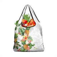 Hawaii Pineapple Tropical Grocery Bag Luminous Hibiscus Plumeria LT01 1-pack One Size White - Polynesian Pride