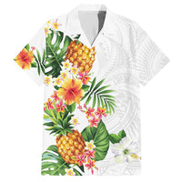 Hawaii Pineapple Tropical Hawaiian Shirt Luminous Hibiscus Plumeria LT01 White - Polynesian Pride