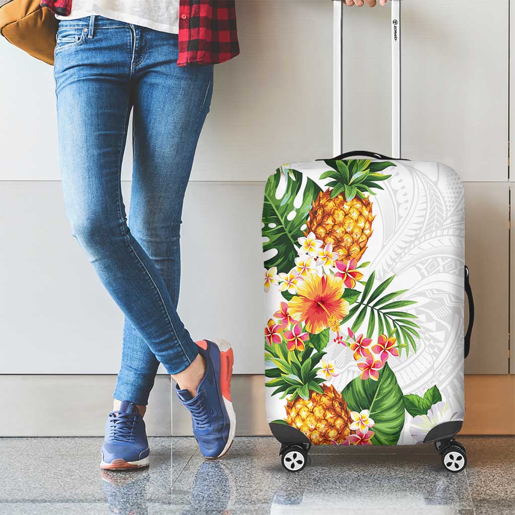 Hawaii Pineapple Tropical Luggage Cover Luminous Hibiscus Plumeria LT01 - Polynesian Pride
