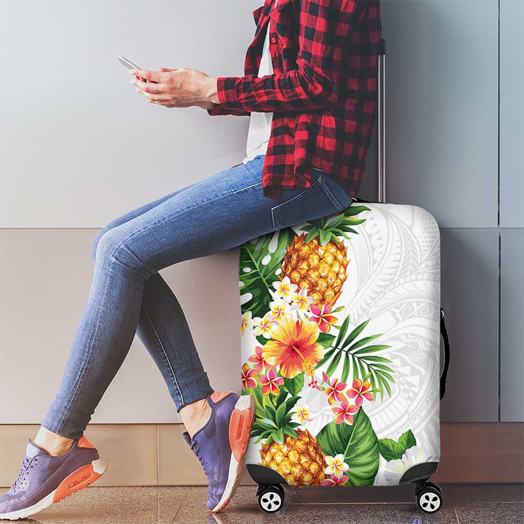 Hawaii Pineapple Tropical Luggage Cover Luminous Hibiscus Plumeria LT01 - Polynesian Pride