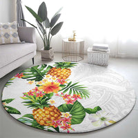 Hawaii Pineapple Tropical Round Carpet Luminous Hibiscus Plumeria LT01 - Polynesian Pride