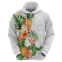 Hawaii Pineapple Tropical Zip Hoodie Luminous Hibiscus Plumeria LT01 - Polynesian Pride