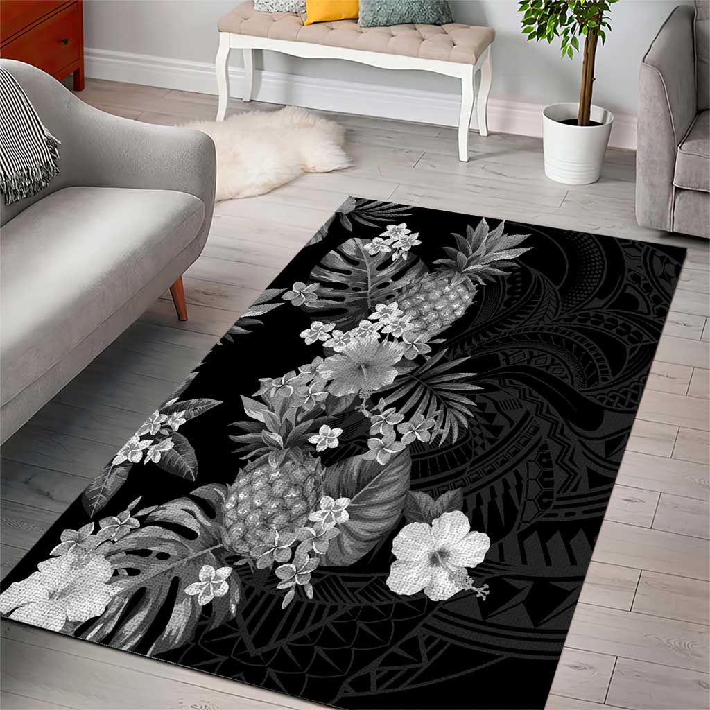 Hawaii Pineapple Tropical Area Rug Neutral Hibiscus Plumeria LT01 - Polynesian Pride