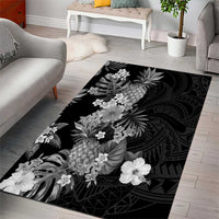 Hawaii Pineapple Tropical Area Rug Neutral Hibiscus Plumeria LT01 - Polynesian Pride