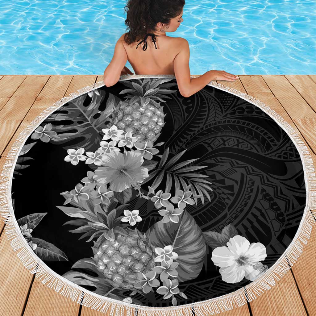 Hawaii Pineapple Tropical Beach Blanket Neutral Hibiscus Plumeria LT01 - Polynesian Pride