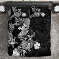 Hawaii Pineapple Tropical Bedding Set Neutral Hibiscus Plumeria LT01 Black - Polynesian Pride