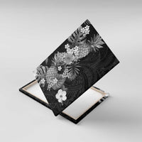 Hawaii Pineapple Tropical Canvas Wall Art Neutral Hibiscus Plumeria LT01 With Frame Black - Polynesian Pride