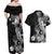 Hawaii Pineapple Tropical Couples Matching Off Shoulder Maxi Dress and Hawaiian Shirt Neutral Hibiscus Plumeria