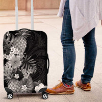Hawaii Pineapple Tropical Luggage Cover Neutral Hibiscus Plumeria LT01 Black - Polynesian Pride