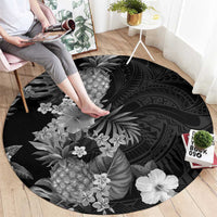 Hawaii Pineapple Tropical Round Carpet Neutral Hibiscus Plumeria LT01 - Polynesian Pride