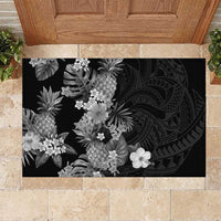 Hawaii Pineapple Tropical Rubber Doormat Neutral Hibiscus Plumeria LT01 Black - Polynesian Pride