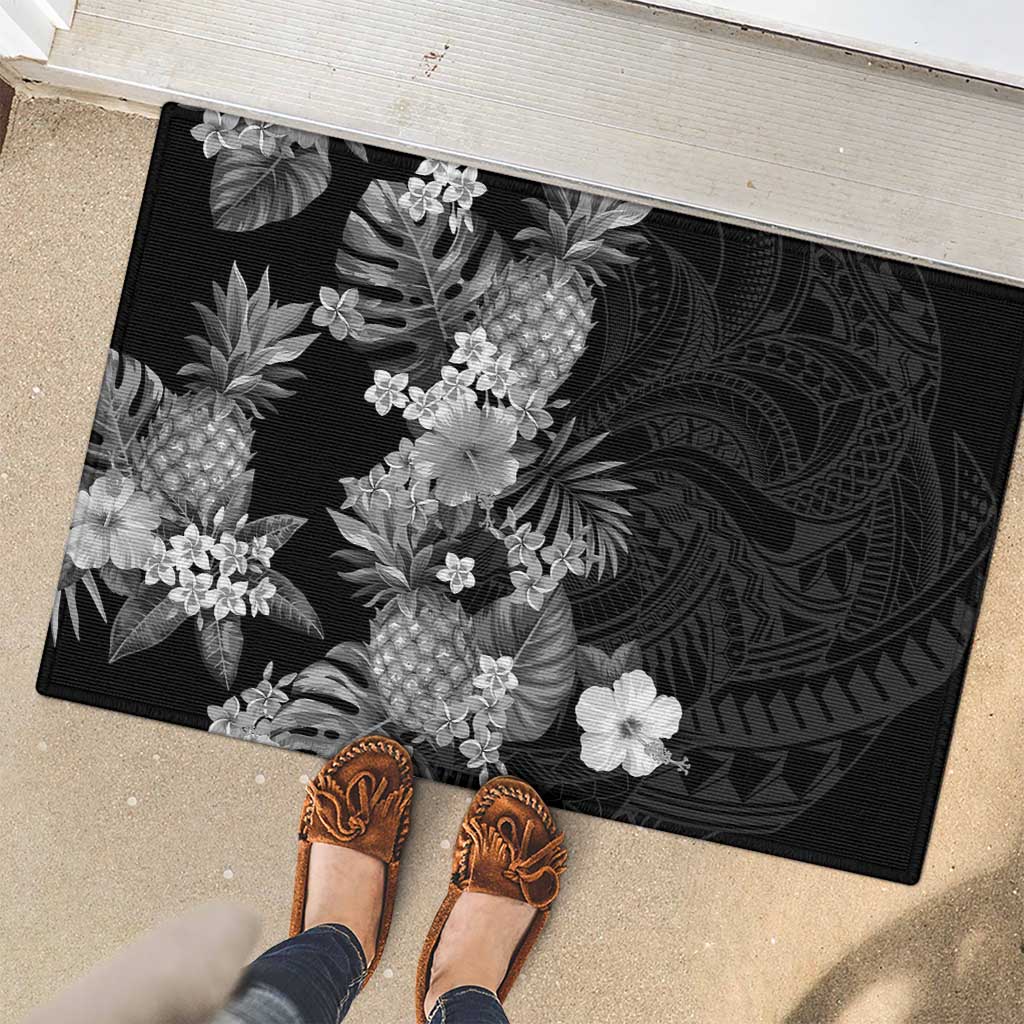 Hawaii Pineapple Tropical Rubber Doormat Neutral Hibiscus Plumeria LT01 - Polynesian Pride