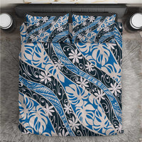 Ninamu Tahiti Tiare Monstera Bedding Set Polynesian Pattern Curve Style LT01 Blue - Polynesian Pride