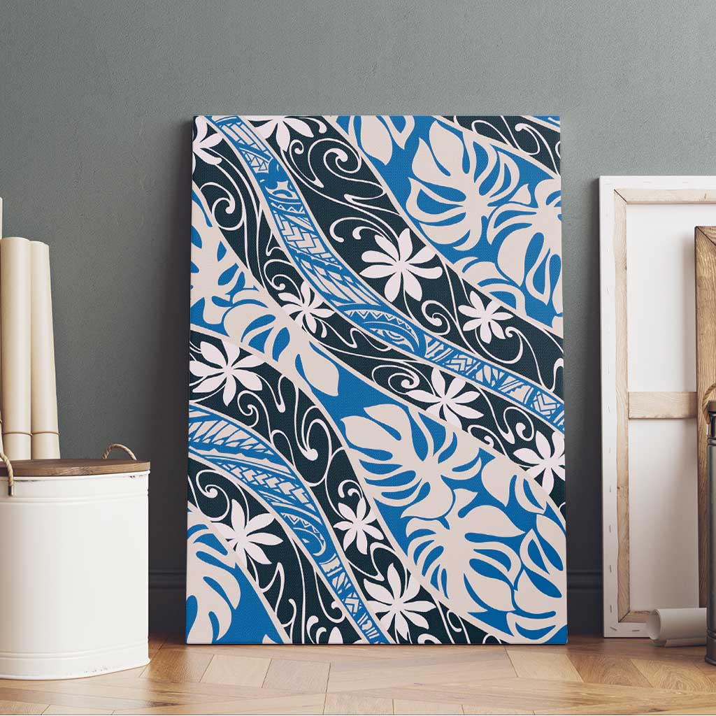 Ninamu Tahiti Tiare Monstera Canvas Wall Art Polynesian Pattern Curve Style LT01 - Polynesian Pride