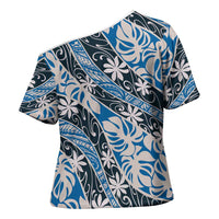 Ninamu Tahiti Tiare Monstera Cross Shoulder Shirt Polynesian Pattern Curve Style LT01 - Polynesian Pride