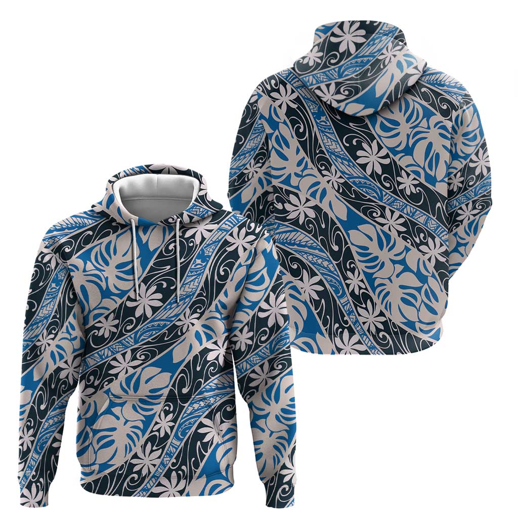 Ninamu Tahiti Tiare Monstera Hoodie Polynesian Pattern Curve Style LT01 - Polynesian Pride