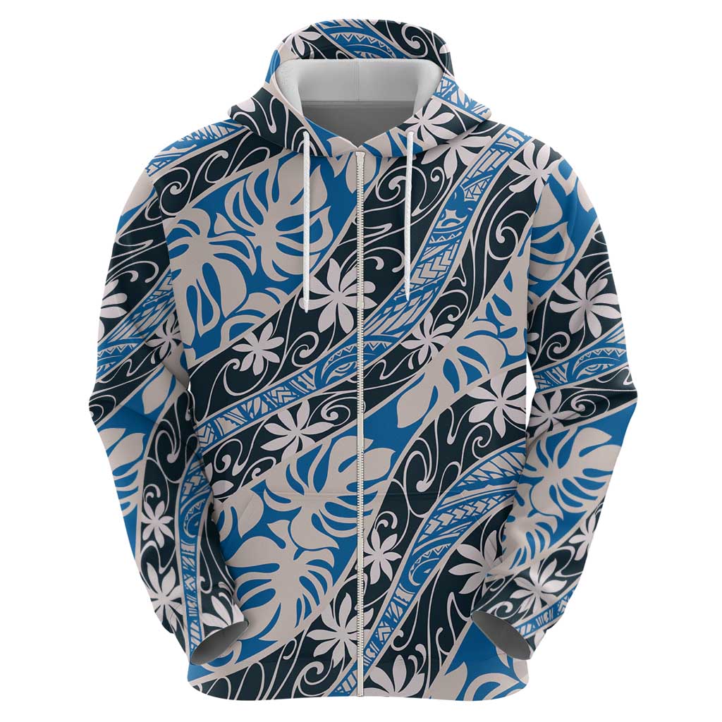 Ninamu Tahiti Tiare Monstera Hoodie Polynesian Pattern Curve Style LT01 - Polynesian Pride