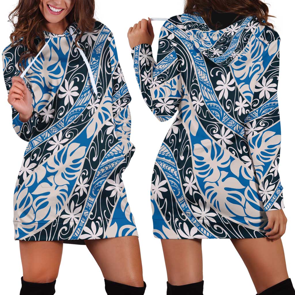 Ninamu Tahiti Tiare Monstera Hoodie Dress Polynesian Pattern Curve Style LT01 - Polynesian Pride