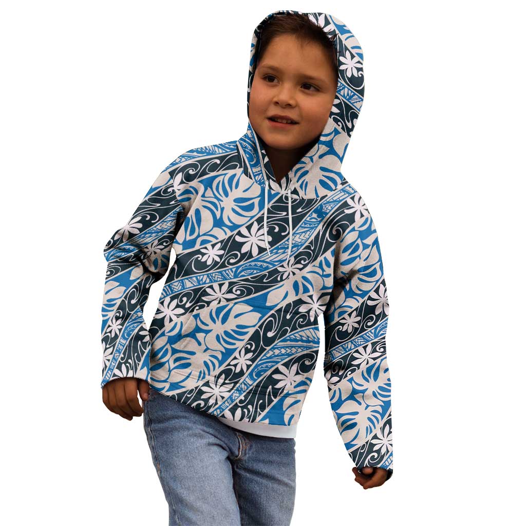 Ninamu Tahiti Tiare Monstera Kid Hoodie Polynesian Pattern Curve Style LT01 - Polynesian Pride