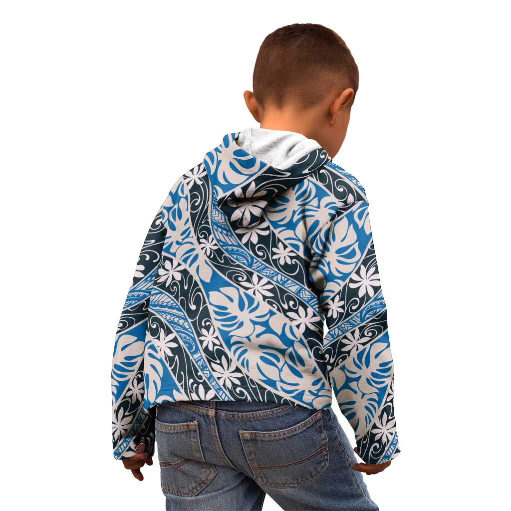 Ninamu Tahiti Tiare Monstera Kid Hoodie Polynesian Pattern Curve Style LT01 - Polynesian Pride