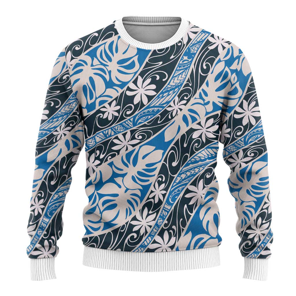 Ninamu Tahiti Tiare Monstera Ugly Christmas Sweater Polynesian Pattern Curve Style LT01 - Polynesian Pride