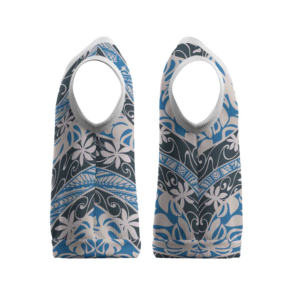 Ninamu Tahiti Tiare Monstera Christmas Knitted V-Neck Vest Polynesian Pattern Curve Style LT01 - Polynesian Pride
