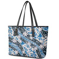 Ninamu Tahiti Tiare Monstera Leather Tote Bag Polynesian Pattern Curve Style LT01 - Polynesian Pride