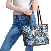 Ninamu Tahiti Tiare Monstera Leather Tote Bag Polynesian Pattern Curve Style LT01 - Polynesian Pride