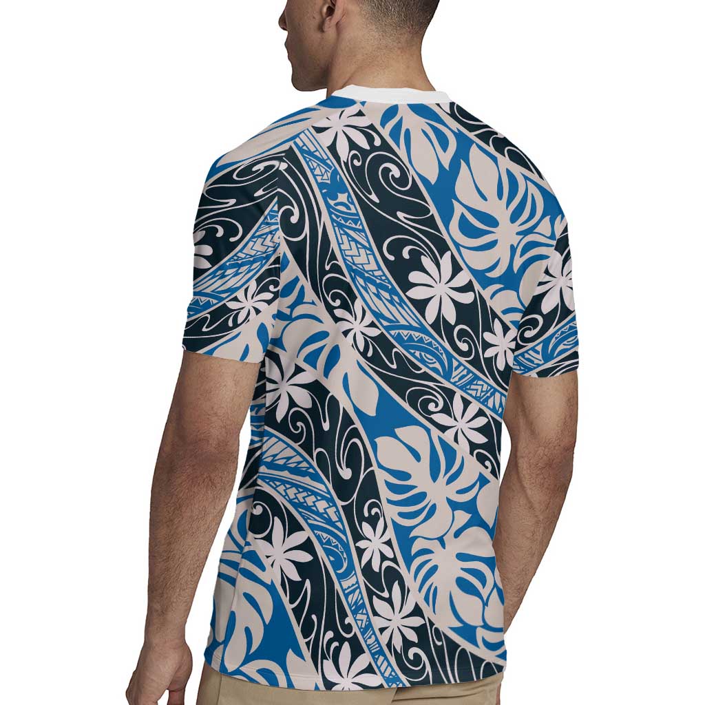 Ninamu Tahiti Tiare Monstera Rugby Jersey Polynesian Pattern Curve Style LT01 - Polynesian Pride