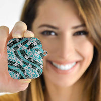 Cyan Tahiti Tiare Monstera AirPods Case Polynesian Pattern Curve Style LT01 - Polynesian Pride