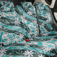 Cyan Tahiti Tiare Monstera Back Car Seat Cover Polynesian Pattern Curve Style LT01 - Polynesian Pride