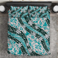 Cyan Tahiti Tiare Monstera Bedding Set Polynesian Pattern Curve Style LT01 Cyan - Polynesian Pride