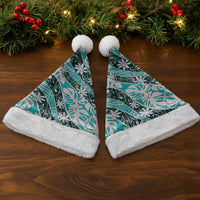 Cyan Tahiti Tiare Monstera Christmas Santa Hat Polynesian Pattern Curve Style LT01 - Polynesian Pride